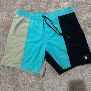 Volcom Teal and Black Swim Shorts